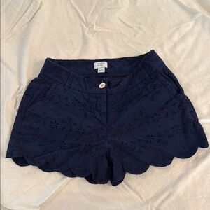 Women's Navy Eyelet Scalloped Shorts